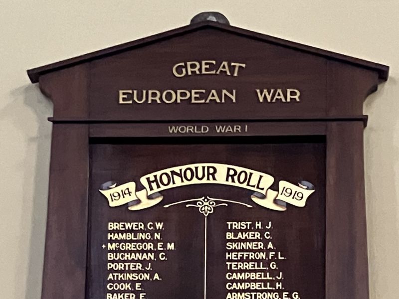 Williamstown Congregational Church WW1 & WW2 Honour Roll