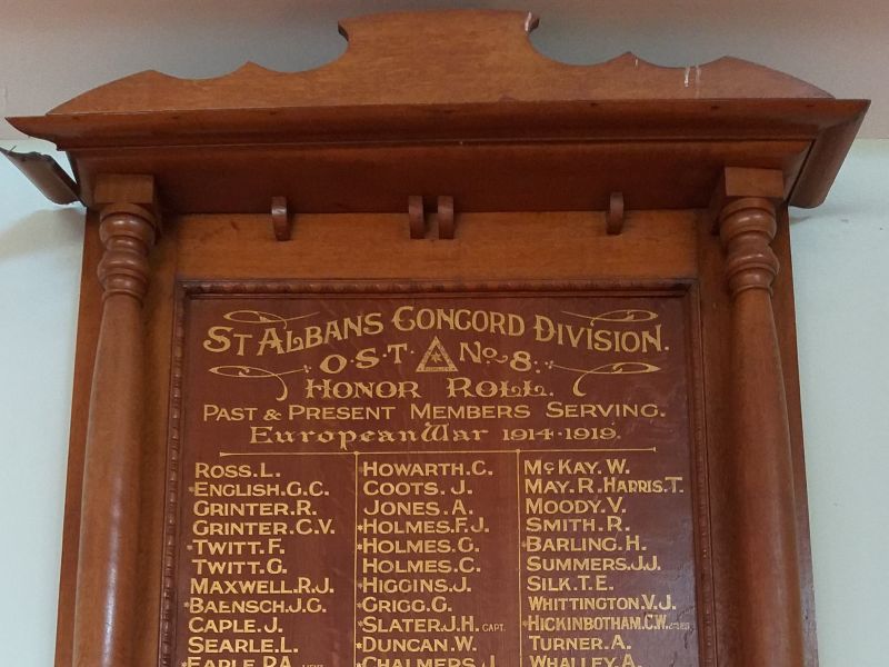 St Albans Concord Division Order of the Sons of Temperance No. 8 Honor Roll