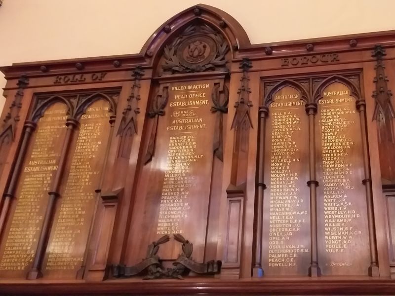 English, Scottish & Australian Bank Roll of Honour, ANZ Museum, 388 Collins St, Melb