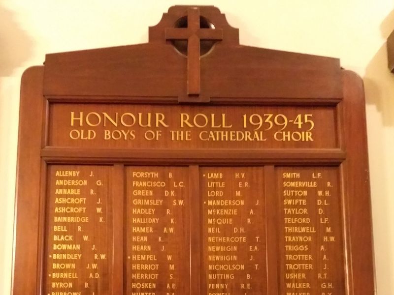 St Pauls Cathedral Old Boys of the Cathedral Choir Honour Roll 1939-45