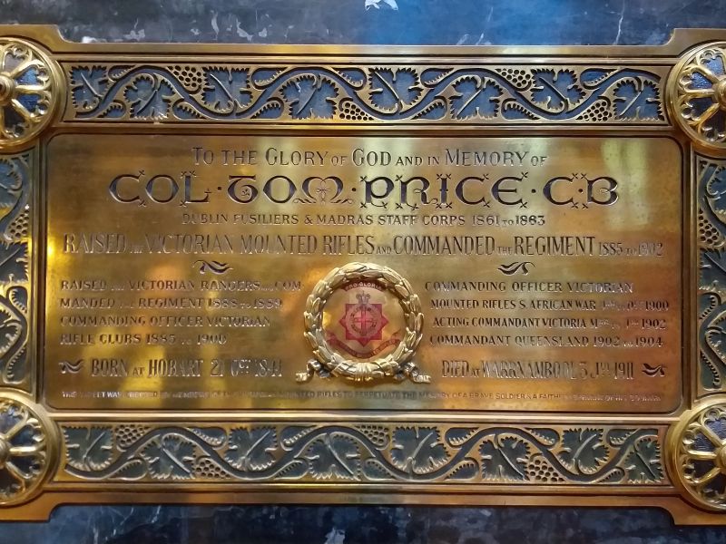 Col Tom Price Memorial Tablet 