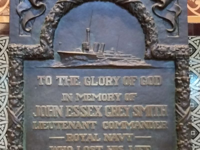 Lieut Commander John Essex Grey Smith RN, Memorial plaque