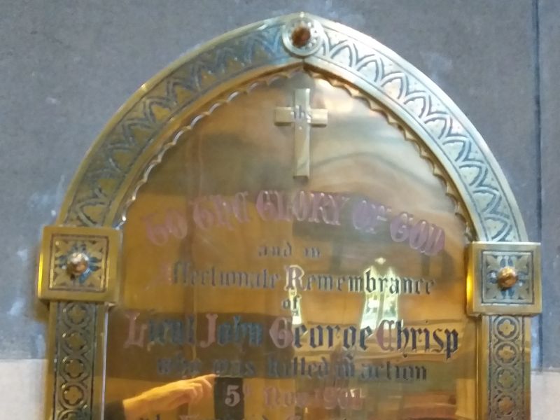 Lieut John George Crisp Memorial plaque