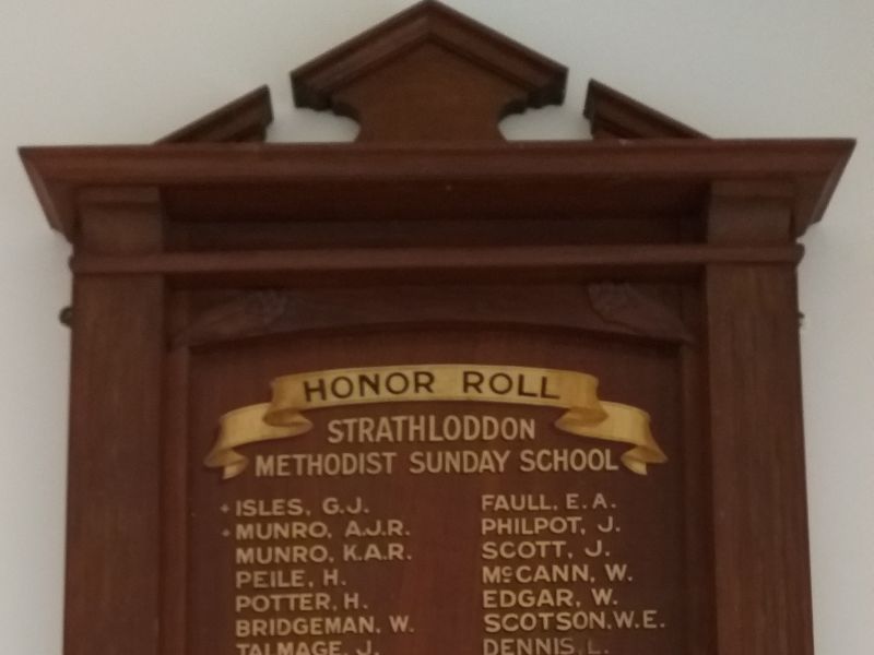 Strathloddon Methodist Sunday School Honor Roll