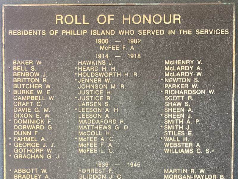 Phillip Island Roll of Honour