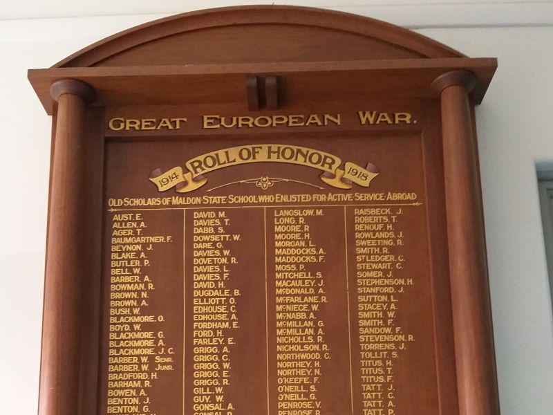 Maldon State School Roll of Honor 