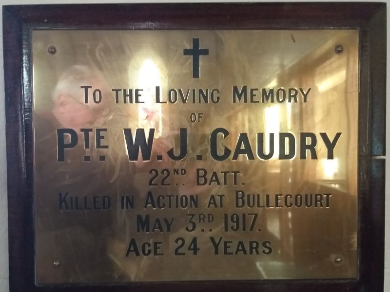 Pte WJ Caudry Memorial Plaque 