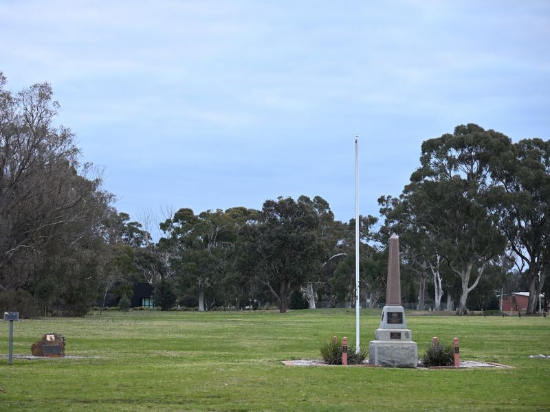 Cairn plaques next to National Servicemen's Memorial, Puckapunyal, August 2024