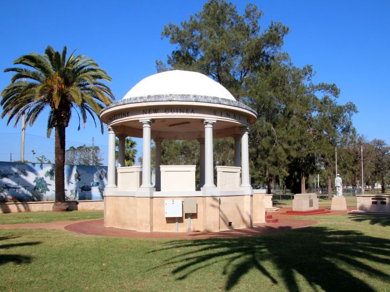 Kingaroy Soldiers Memorial Rotunda with the All Conflicts Mural and the Soldiers Memorial in the Background