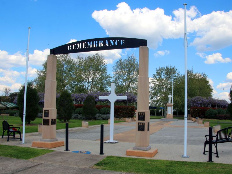 Crows Nest War Memorial with Replica Long Tan Cross and "Lest We Forget" Bench Seating