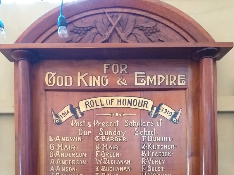 Daylesford Methodist Sunday School Roll of Honour