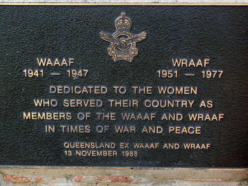 Toowoomba Mothers' Memorial Gardens WAAAF and WRAAF Commemorative Plaque