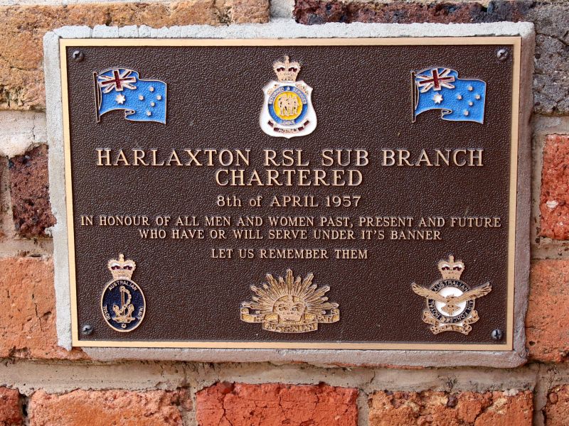 Harlaxton RSL Sub Branch Commemorative Plaque