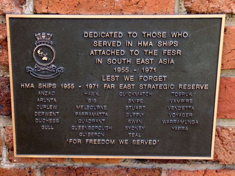 Toowoomba Naval Far East Strategic Reserve 1955 - 1971 Memorial Plaque