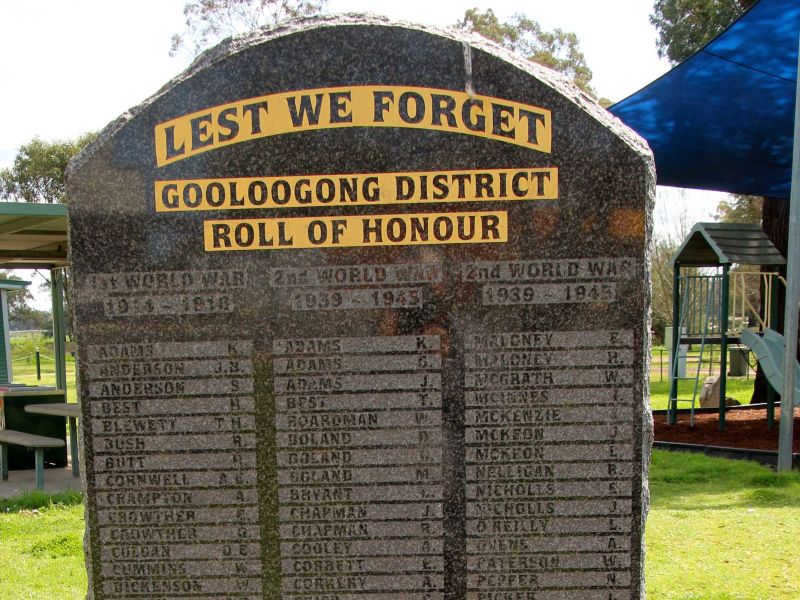 Gooloongong District Rolls of Honour for World War I, World War II, Korea, Malaya, Vietnam and Womens Land Army