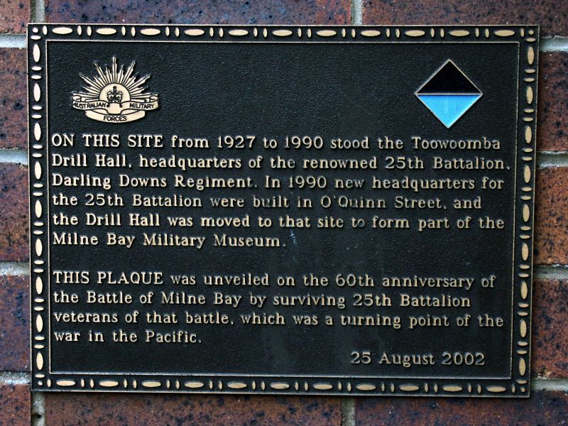 Toowoomba 25th Battalion Headquarters Memorial Plaque (