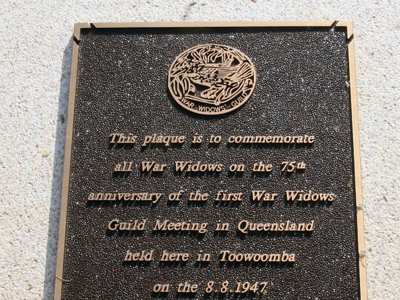 Toowoomba War Widows Guild Commemorative Plaque