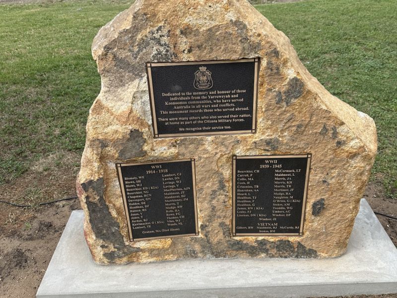 The Yarroweyah and Koonoomoo Communities War Memorial, unveiled on 24 October 2024 0