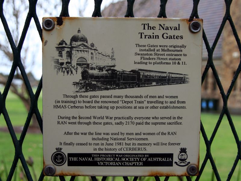 The Naval Train Gates HMAS Cerberus Interpretative Plaque