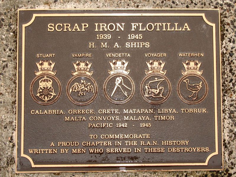 RAN Scrap Iron Flotilla 1939 - 1945 Memorial Plaque 