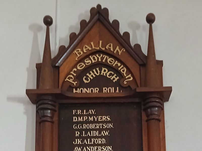 Ballan Presbyterian Church Honor Roll