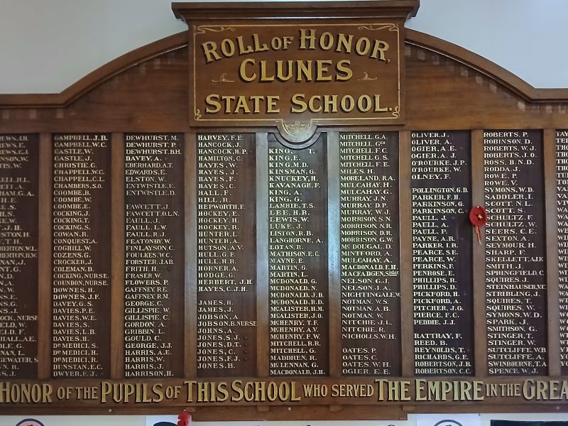 Clunes State School Roll of Honor