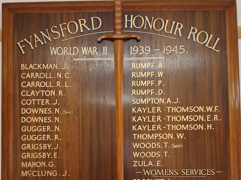 Fyansford Honour Roll 