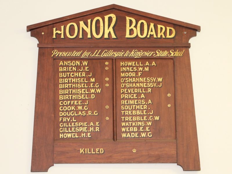 Kingower State School Honor Board