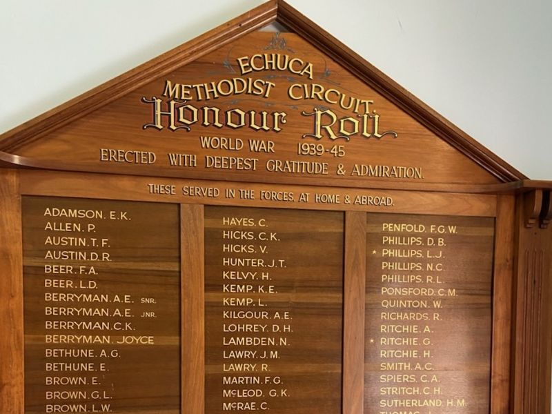 Echuca Methodist Circuit WW2 Honour Roll