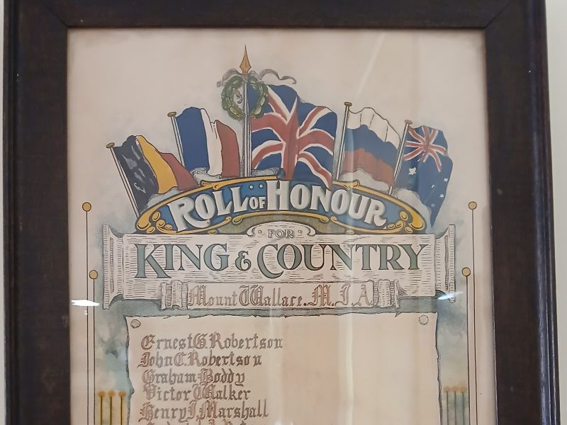 Mount Wallace Mutual Improvement Association Roll of Honour