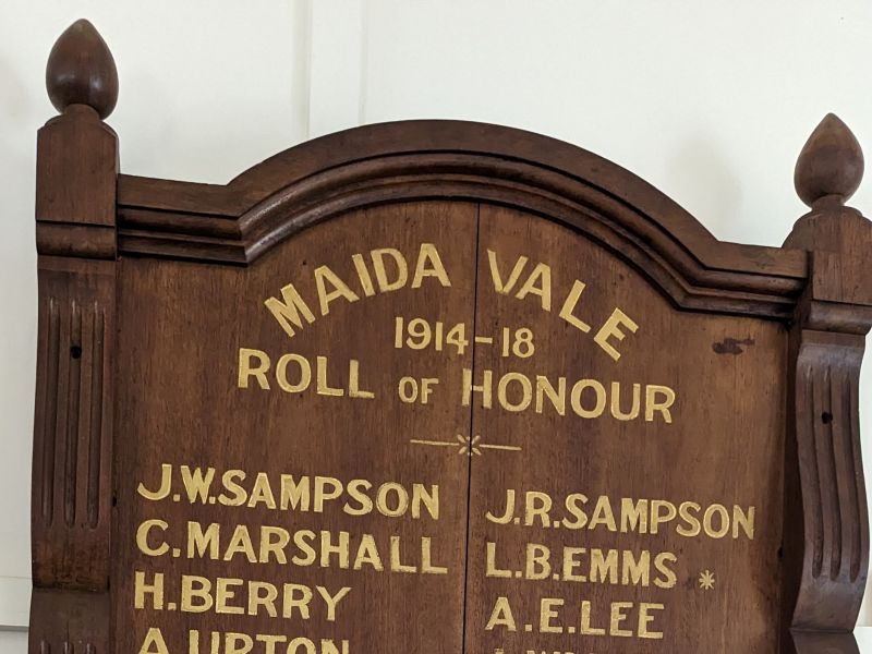 MAIDA VALE 1914-18 ROLE OF HONOUR LOCATED AT KALAMUNDA HISTORY VILLAGE