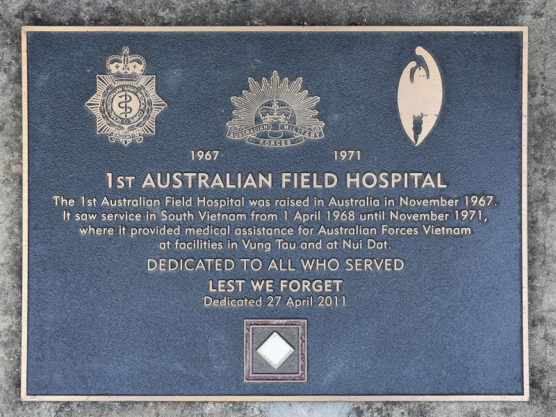 The plaque for the 1st Australian Field Hospital