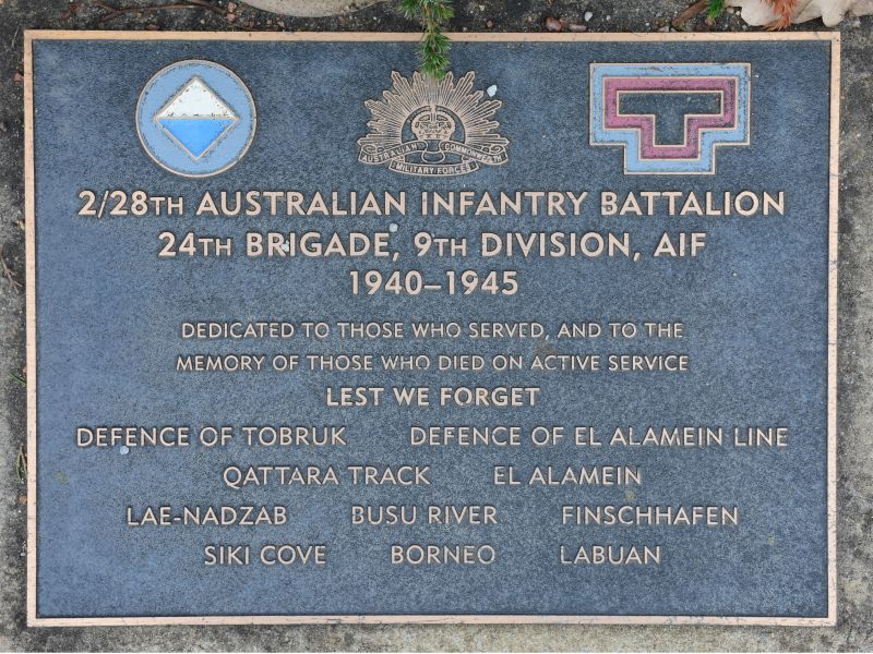 The plaque for 2/28th Australian Infantry Battalion