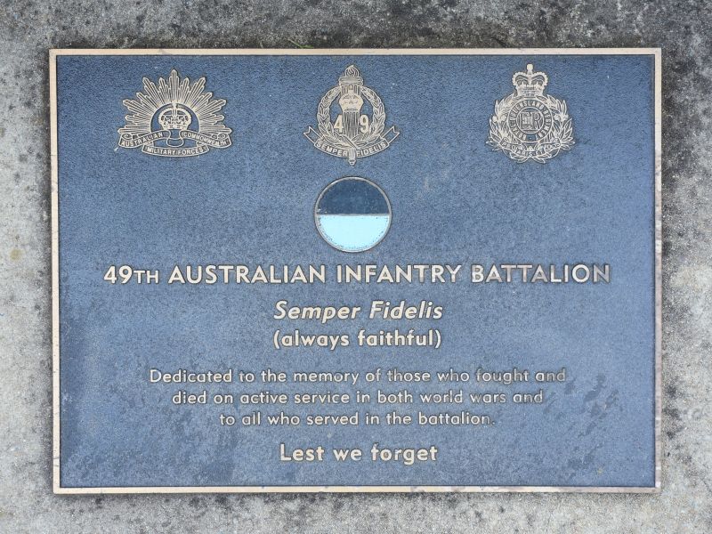 The plaque for 49th Australian Infantry Battalion