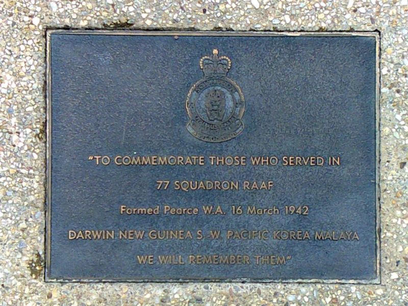 The plaque for 77 Squadron, Royal Australian Air Force