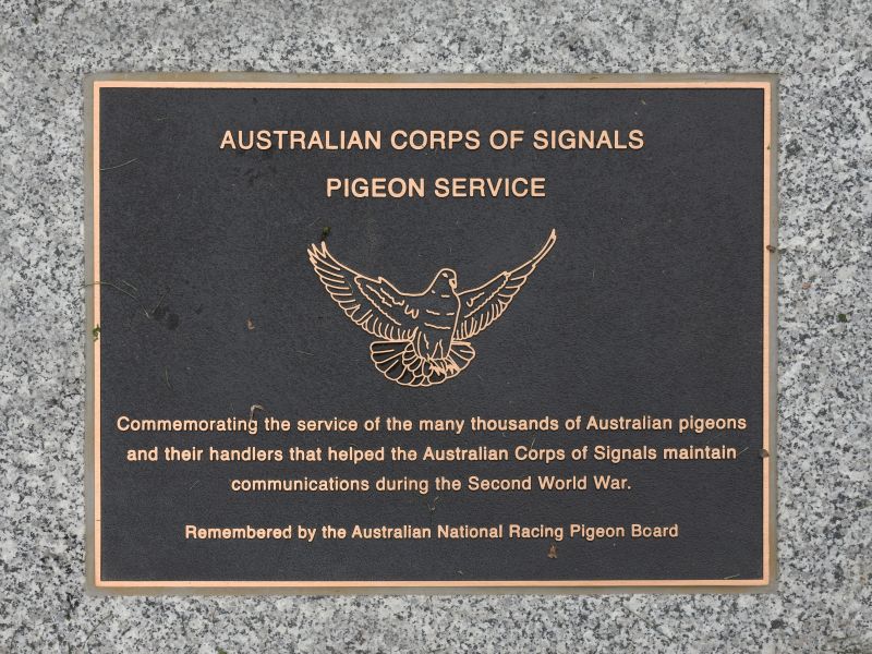 The plaque commemorating the Australian Signals Corps Pigeon Service of the Second World War