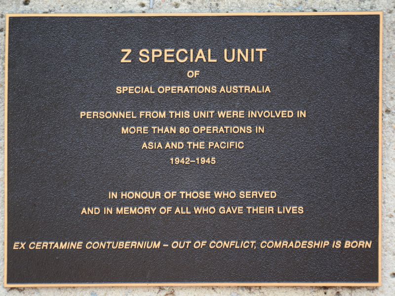 The plaque commemorating Z Special Unit