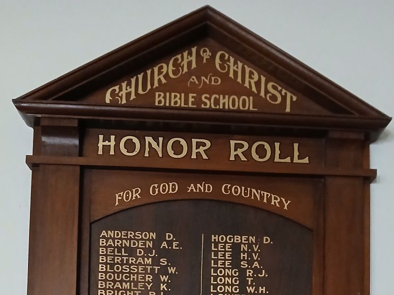 Bendigo Church of Christ & Bible School Honor Roll