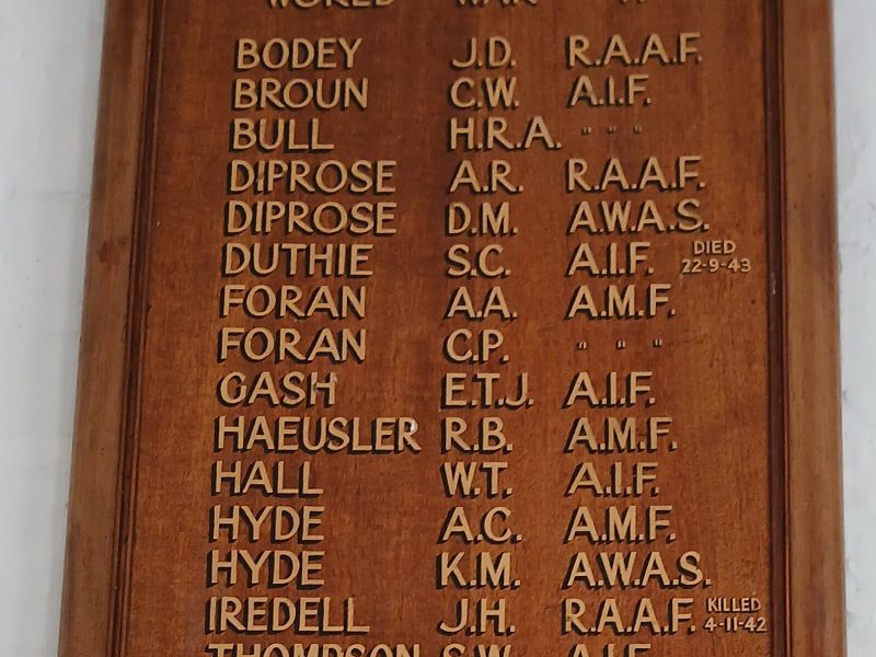 Bulart District Honour Roll WW2