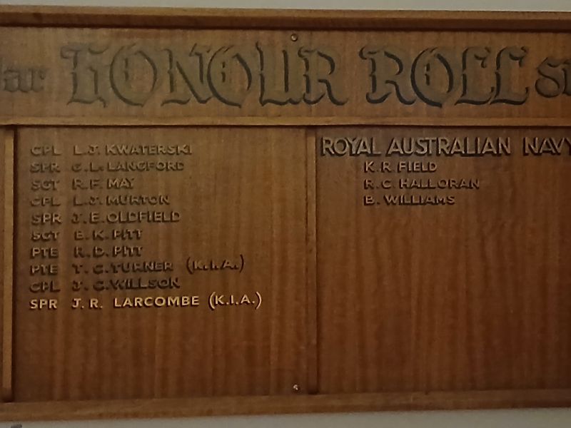 Kingscote Theatres of War Since WW2 Honour Roll