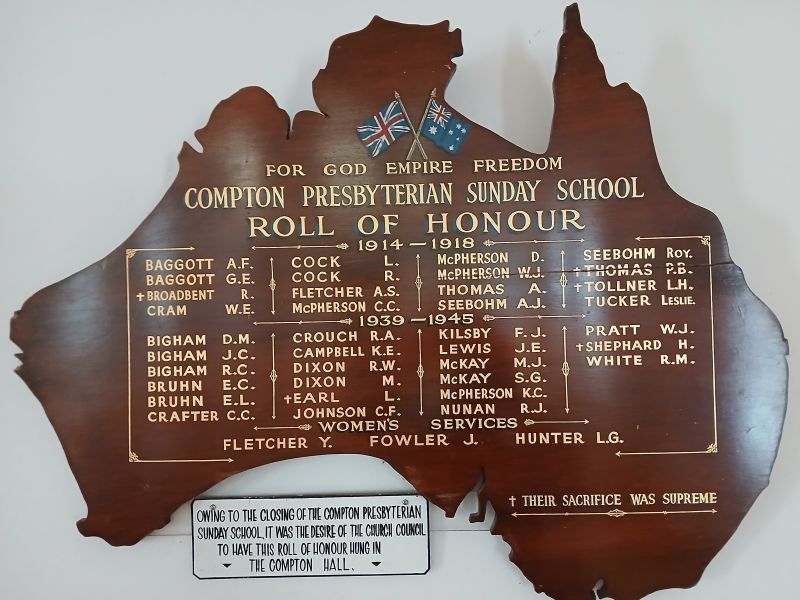 Compton Presbyterian Sunday School Roll of Honour