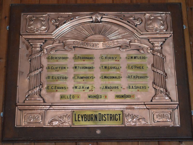 WWII Roll of Honour - Located on an interior wall of the CWA Hall.