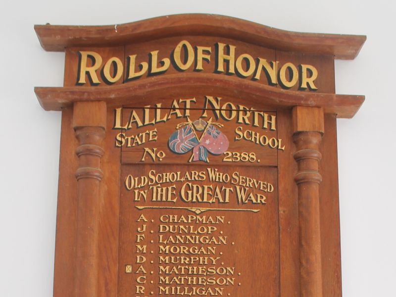 Lallat North State School No 2388 Roll of Honor