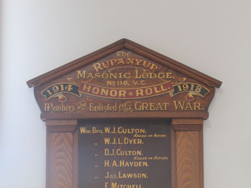 Rupanyup Masonic Lodge Honor Roll