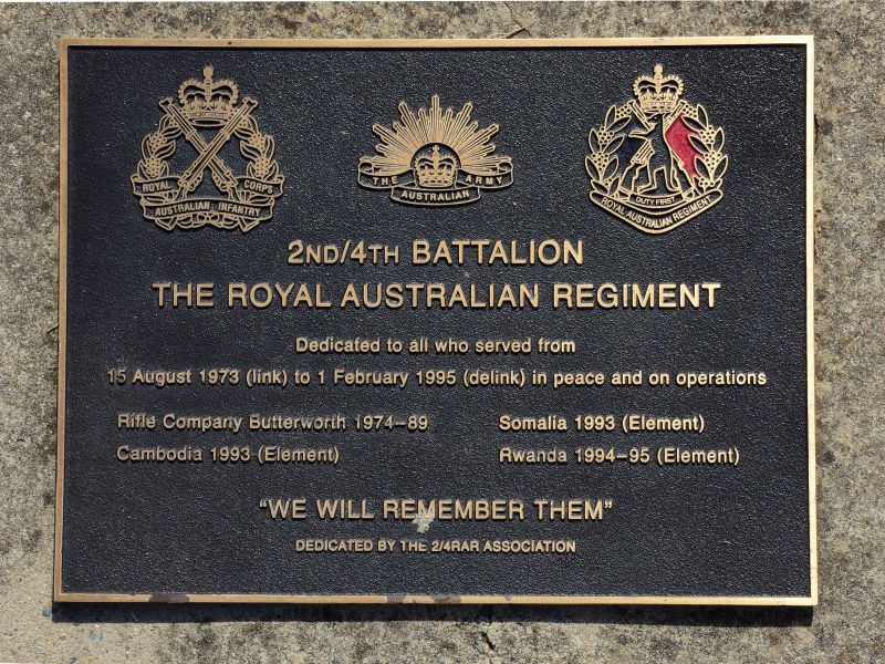 The plaque commemorating the 2nd/4th Battalion of The Royal Australian Regiment