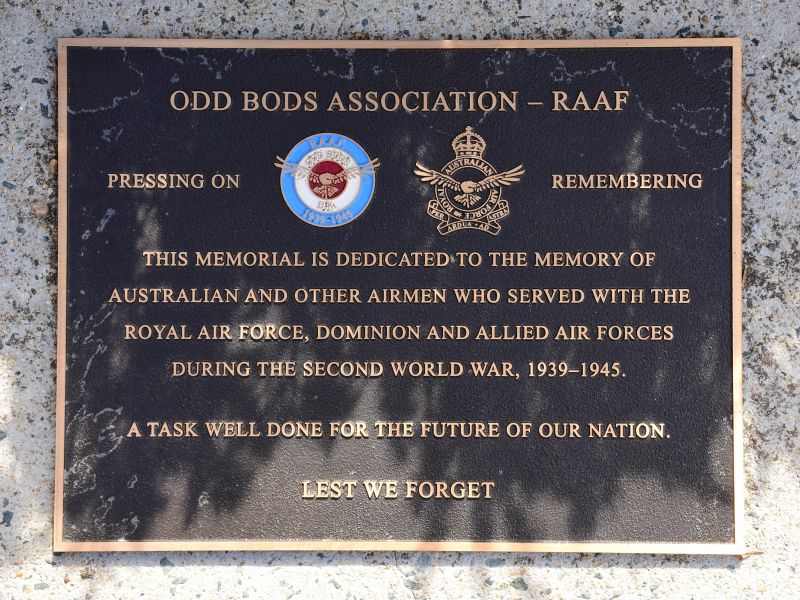The plaque commemorating the Odd Bods Association of the Royal Australian Air Force