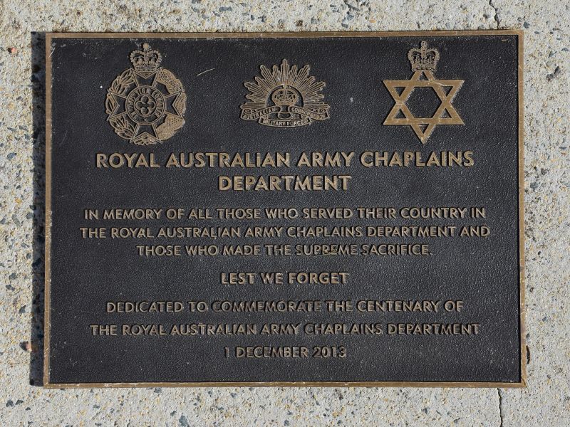 The plaque commemorating the Royal Australian Army Chaplains Department