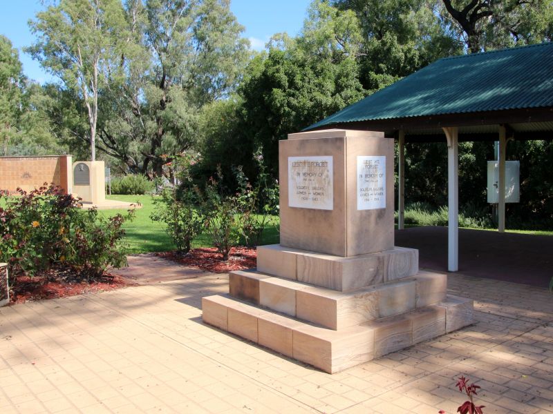 St George, Queensland, War Memorial Precinct with Pilot's Memorial and Remembrance Wall in the Background
