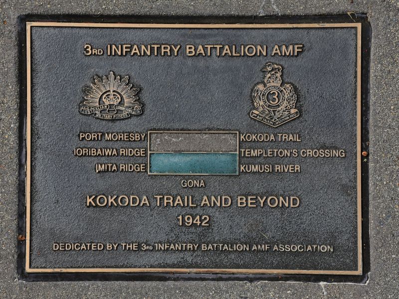 The plaque commemorating the 3rd Infantry Battalion AMF of the Second World War