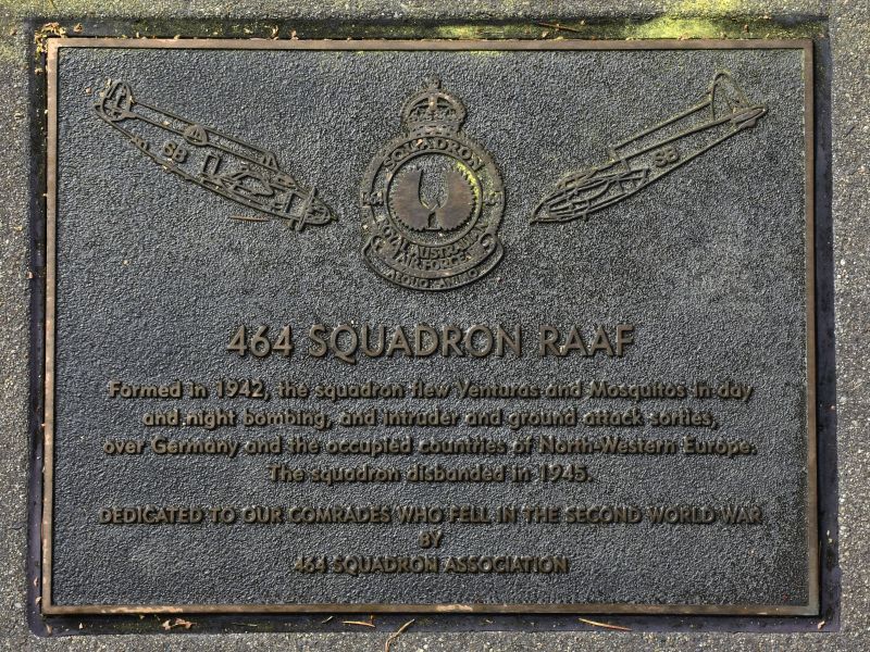 The plaque commemorating 464 Squadron of the Royal Australian Air Force during the Second World War